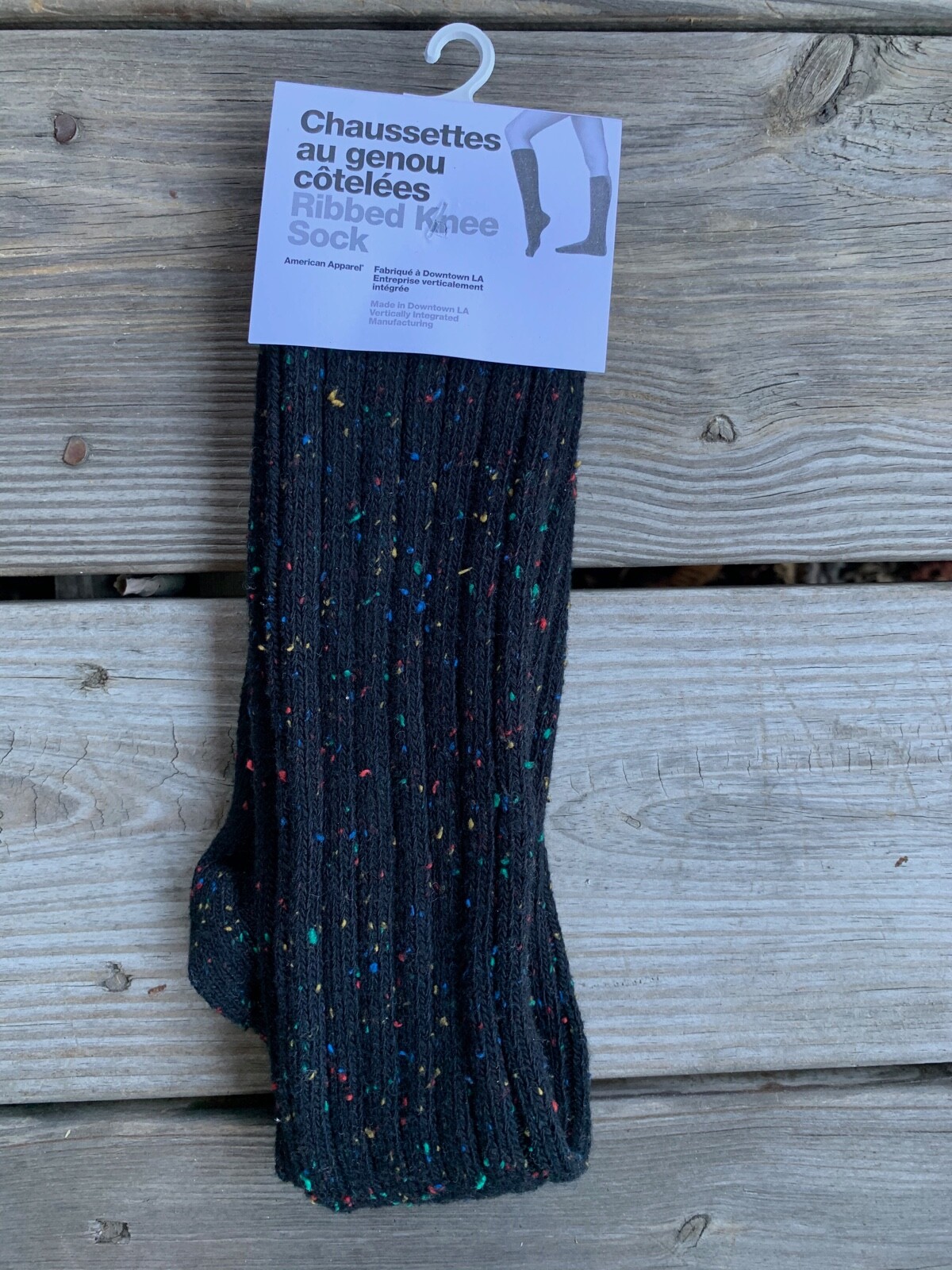 Vtg. American Apparel Ribbed Knee Socks Confetti Pattern USA Made