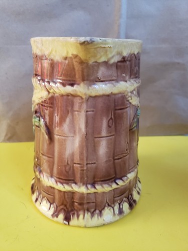 Antique Majolica Large Pitcher Bamboo Pattern