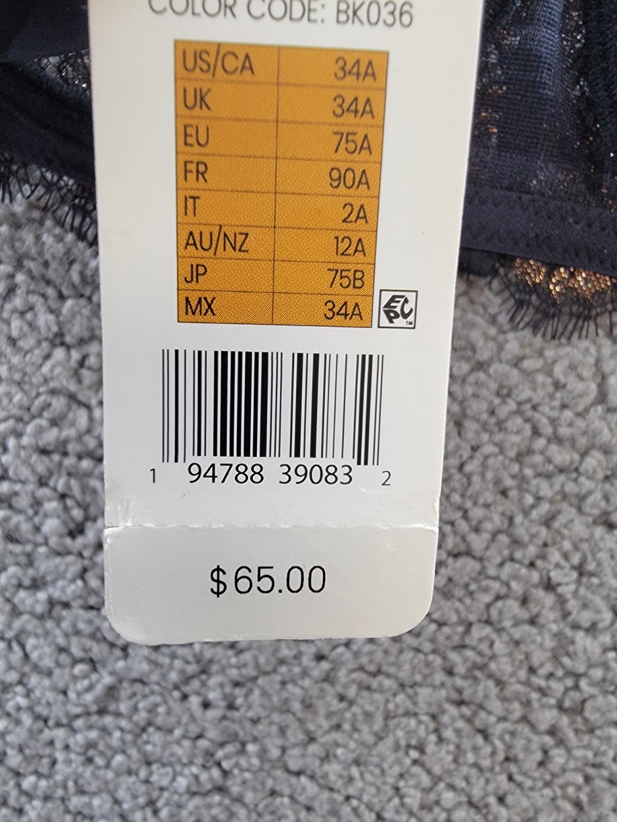 Skarlett Blue Unlined Underwire Lace Balconette Bra Women's 34A Black/Rose Gold - Picture 16 of 16