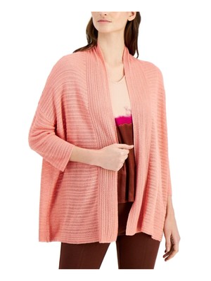 Женский кардиган ALFANI Womens кораллового цвета с рукавом 3/4 и открытой передней частью, который можно носить на работу, M