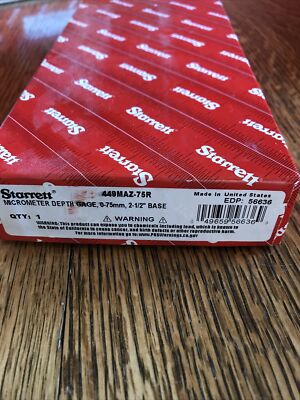 Starrett Depth Micrometer Set, 0-75mm Range, 449MAZ-75R