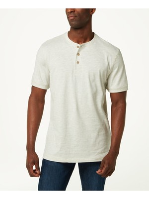 

WEATHERPROOF VINTAGE Мужская рубашка Henley цвета слоновой кости с круглым вырезом, Цвет слоновой кости, S203659ME
