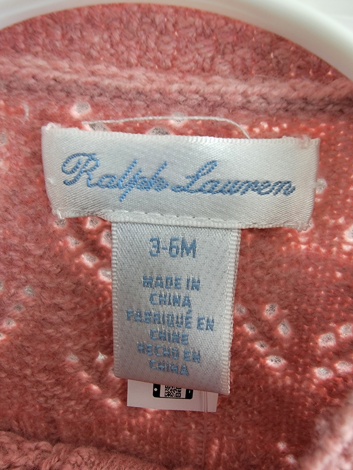 Ralph Lauren Wool Blend Mixed Knit Cardigan Baby Girls' 3-6Mos Pink Long Sleeve - Picture 10 of 17