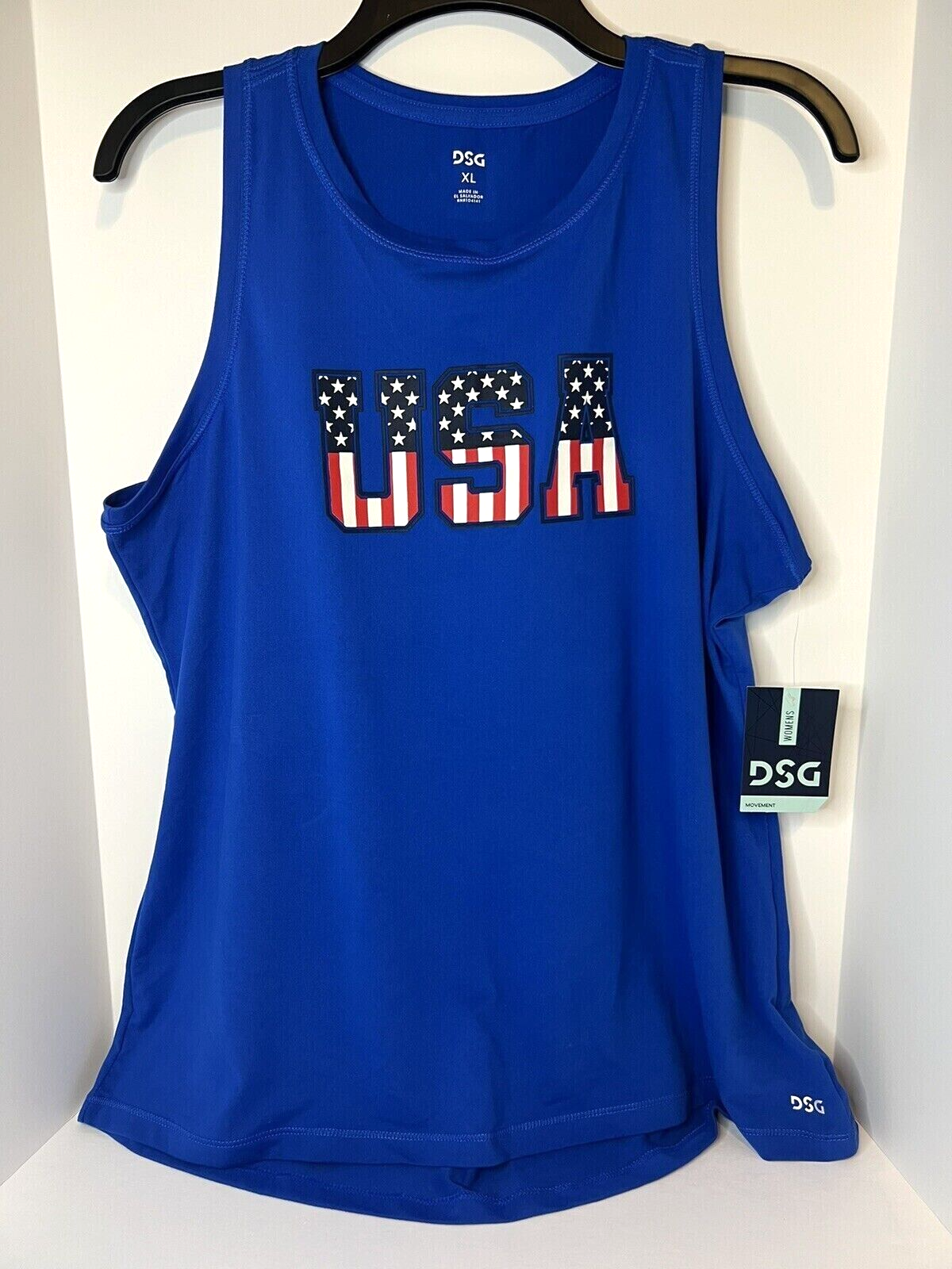 DSG Women's Movement Tank Top USA Logo RED WHITE BLUE - Womens XXL