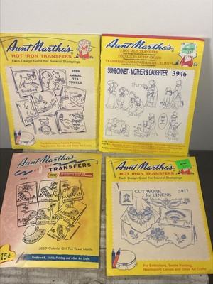 Lot (x20) Aunt Martha's Hot Iron Transfers Embroidery Birds Animals Cats Dogs