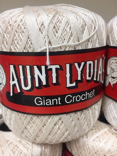 5 Balls Aunt Lydias Giant Crochet Thread 100% Mercerized Cotton 400 yds cream