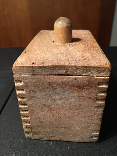 Antique Vintage Butter Mold Press Wood Dovetail Joints Primitive Wooden