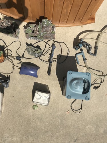 72 Gallon Bow Front Fish Tank w/EVERYTHING, Stand, 2x Filters, White Sand...