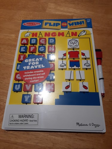 Melissa & Doug Flip to Win Hangman Game Whiteboard Dry Erase Marker, Age 6+, New