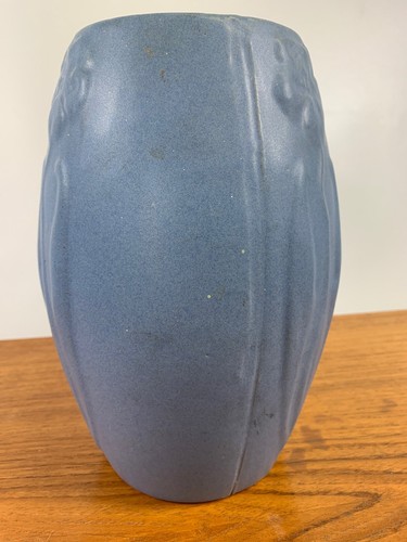 Zanesville Art Pottery Matte Vase with Floral Relief 8 1/2