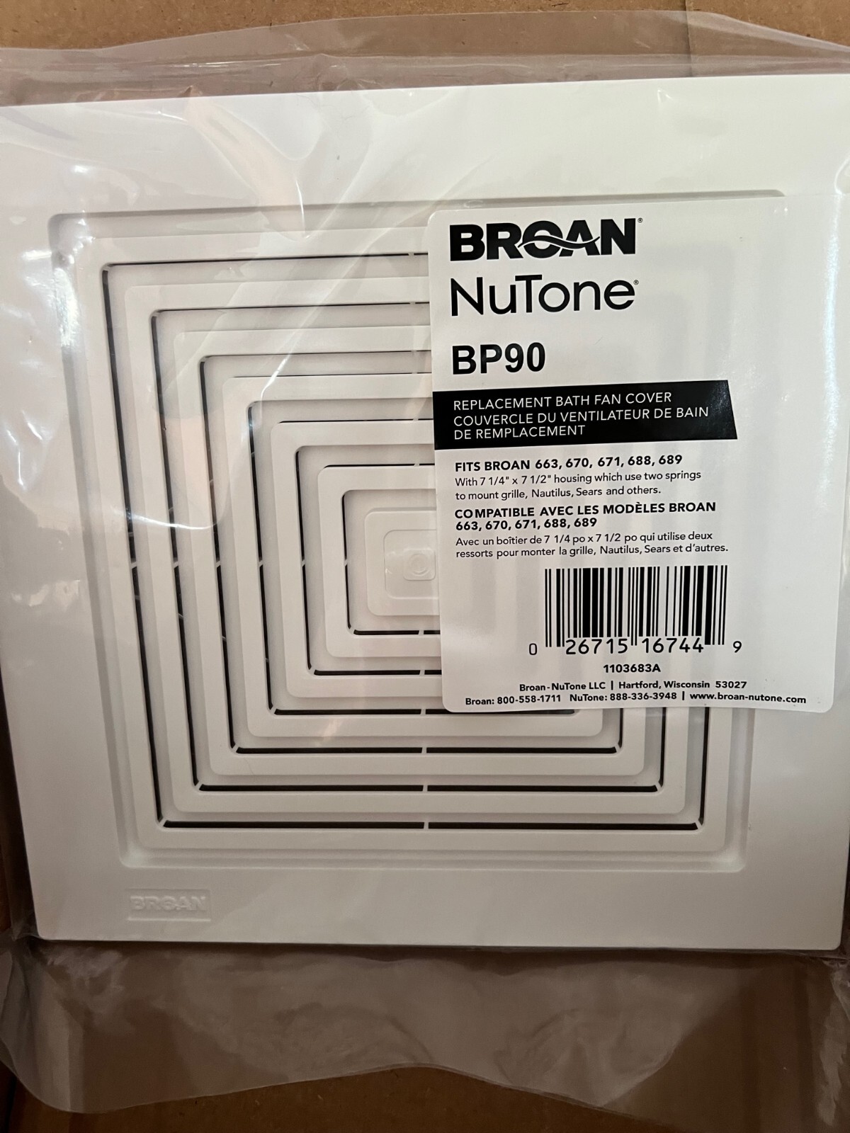 Broan-NuTone BP90 Replacement Grille for Ceiling Exhaust