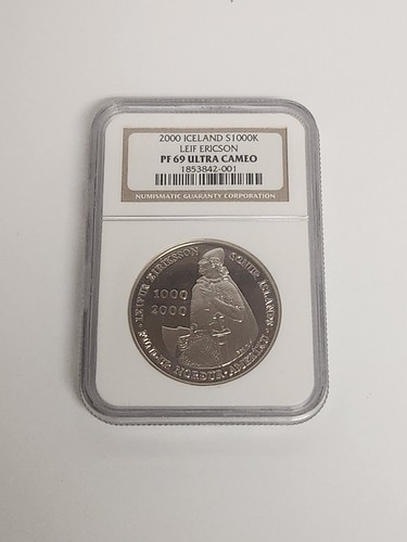 2000 Iceland Silver 1000k Leif Ericson NGC PF 69 Ultra Cameo