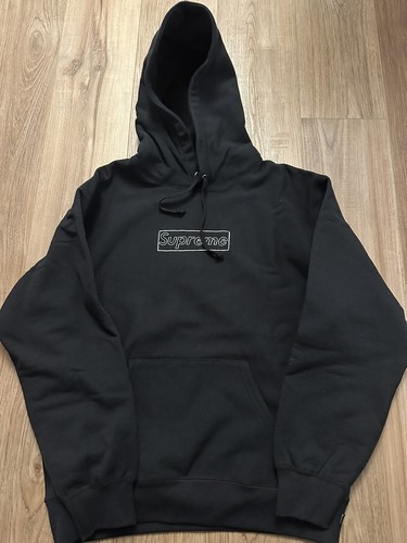 New Supreme X Kaws Chalk Black Box Logo Hoodie Sweatshirt Sz New Supreme X Kaws Chalk Black Box Logo Hoodie Sweatshirt Sz