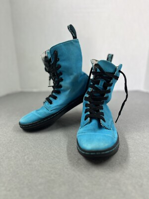 Dr. Martens Stratford Sz 7 Womens Blue Zebra Hightop Doc Bouncing Soles