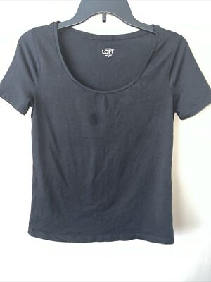LOFT T-Shirt Top Black Short Sleeve Casual, Women's Medium