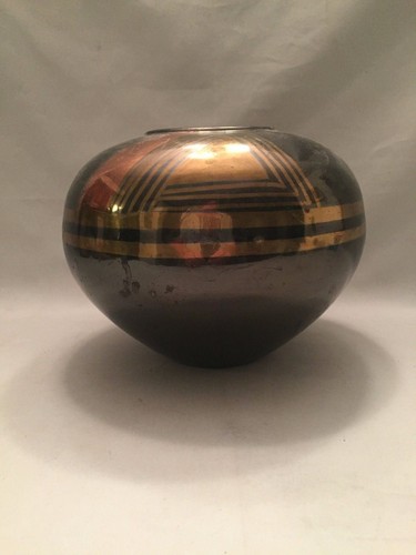 vintage MONTGOMERY WARDS POT PLANTER COPPER METAL VASE