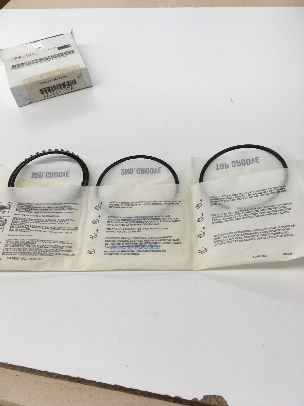 ［X］ NOS OEM Genuine Harley Davidson Piston Rings Set P/N 22361