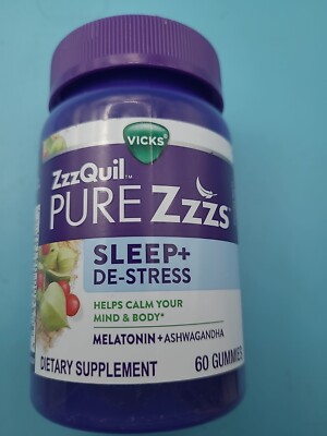 Vicks ZzzQuil Pure Zzzs Sleep+De-Stress Melatonin+Ashwagandha Gummies 60 ct.