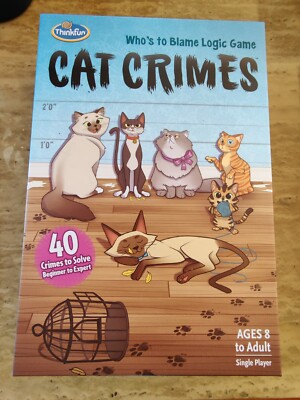 Cat Crimes-Board Game (Opened-Never Played) Think Fun-Who's to Blame Logic Game