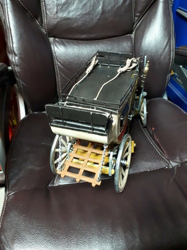 Beautiful Handmade Wagon Metal Wood And Leather Rare Complete