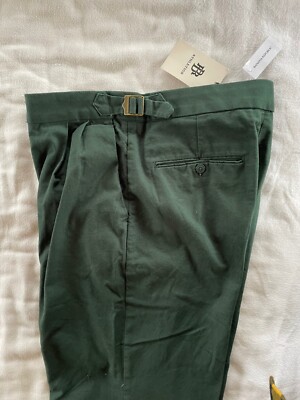 Banana Republic Mens BR Athletics Pleated Pant , SZ 32, Hunter Green #861039
