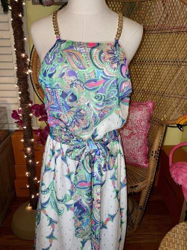 Pre-owned Lilly Pulitzer Tiera Maxi Dress Best Kept Secret ? Size M No Sash In Multicolor