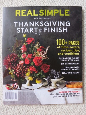 Real Simple Magazine November 2016 Thanksgiving Start To Finish