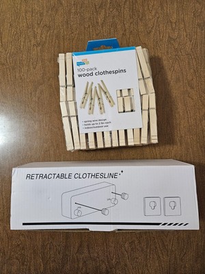 Two Retractable Clotheslines with 100 Clothes Pins Amazon 100% Donation