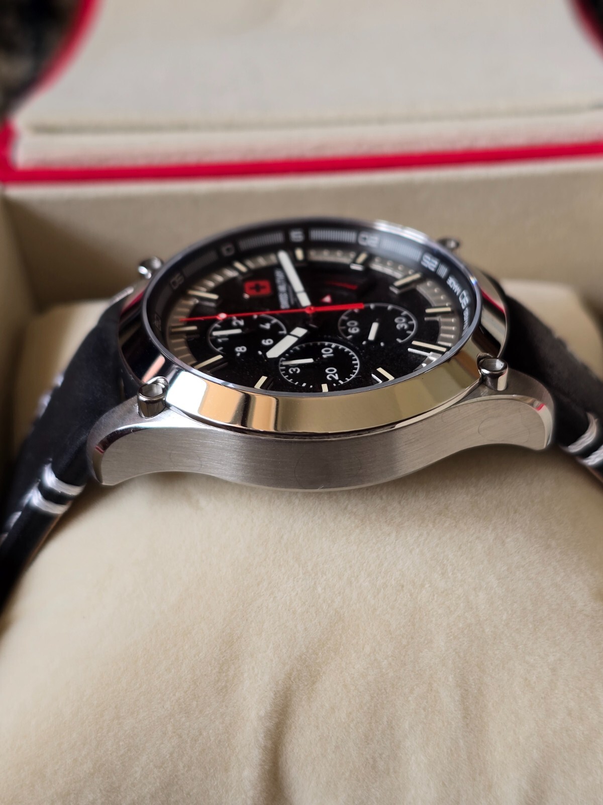 Pre-owned Swiss Military Hanowa Sapphire Black Dial Chronograph Men's Watch Smwgc2101401