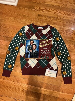 STEP BROTHERS ''Merry Christmas From: Dragon and Nighthawk'' Ugly Xmas Sweater M