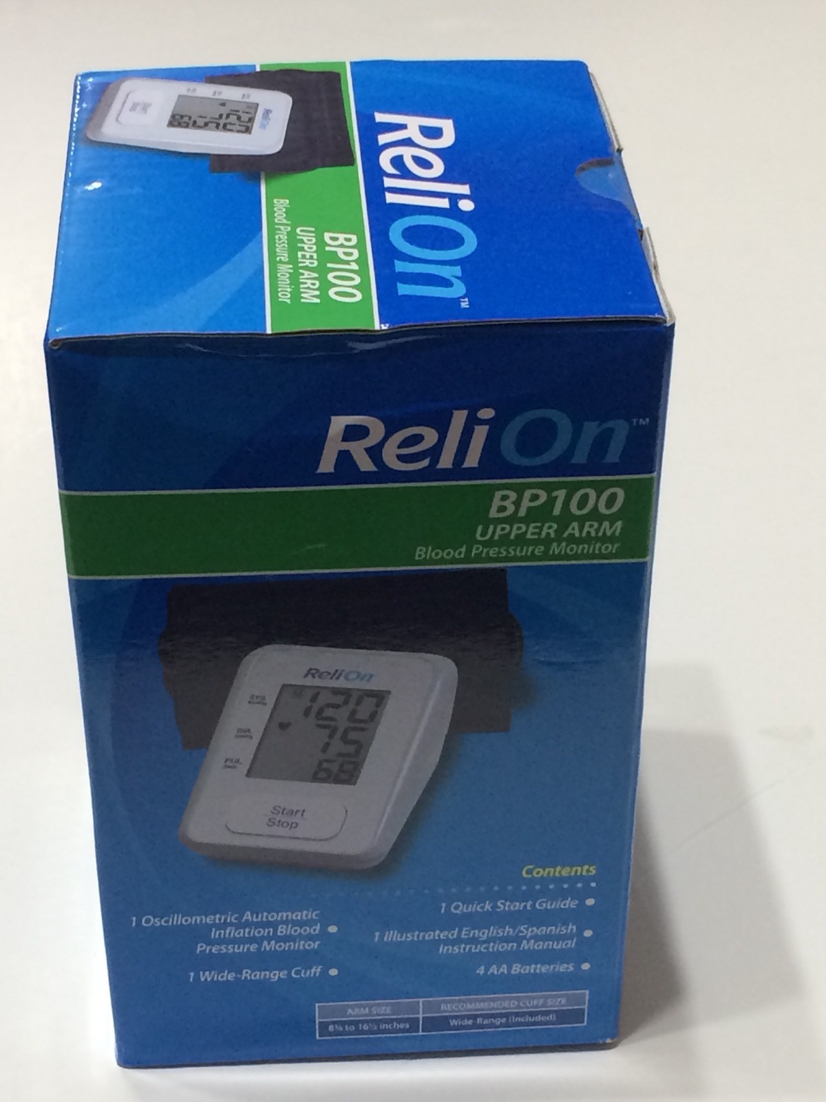 ReliOn BP100 Upper Arm Blood Pressure Monitor New