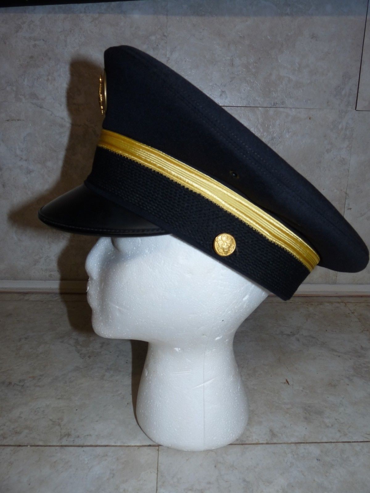 Vintage Bancoft Military Cap Hat Sz 7 1/4 with Army Cap Gold Pin