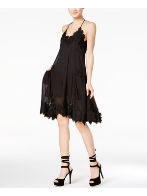 

MARE MARE Женское черное платье прямого кроя на тонких бретельках с вырезом ниже колена MARE, Черный