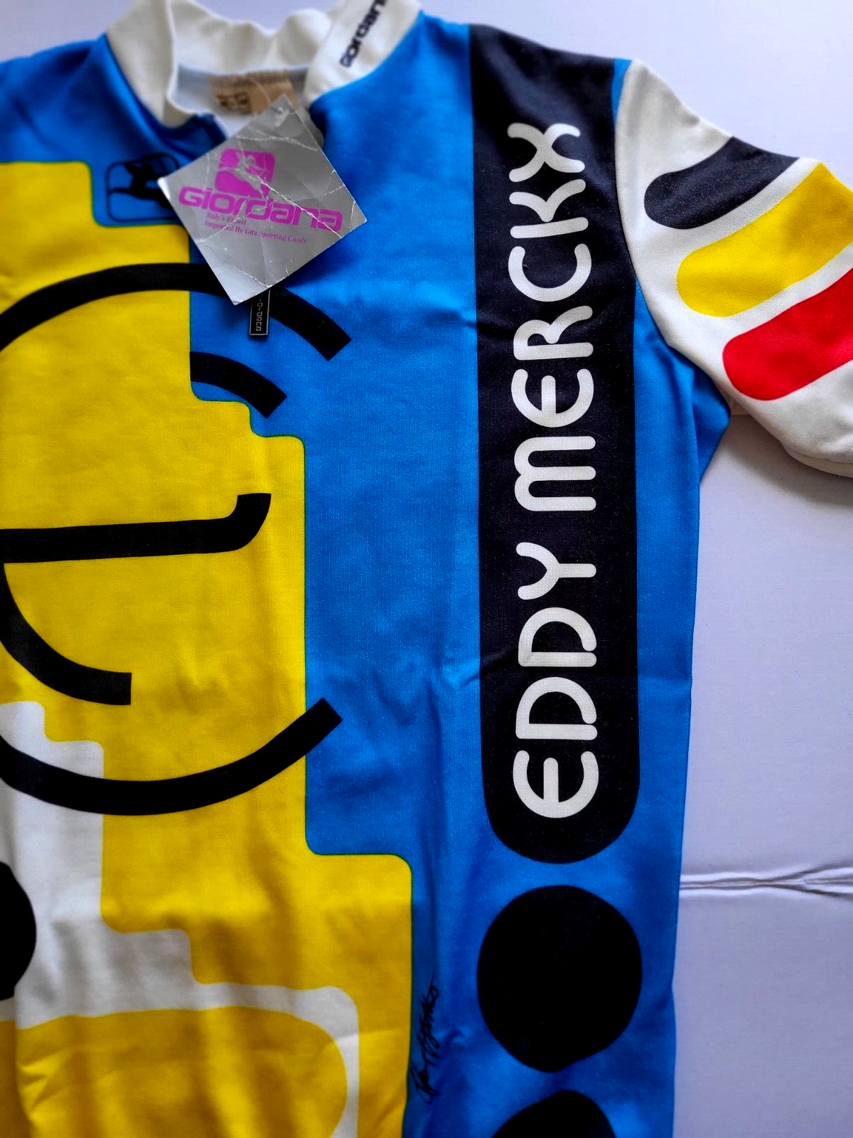 Eddy Merckx Cycling Jersey 80's NWT Giordana Yellow/Red/Blu