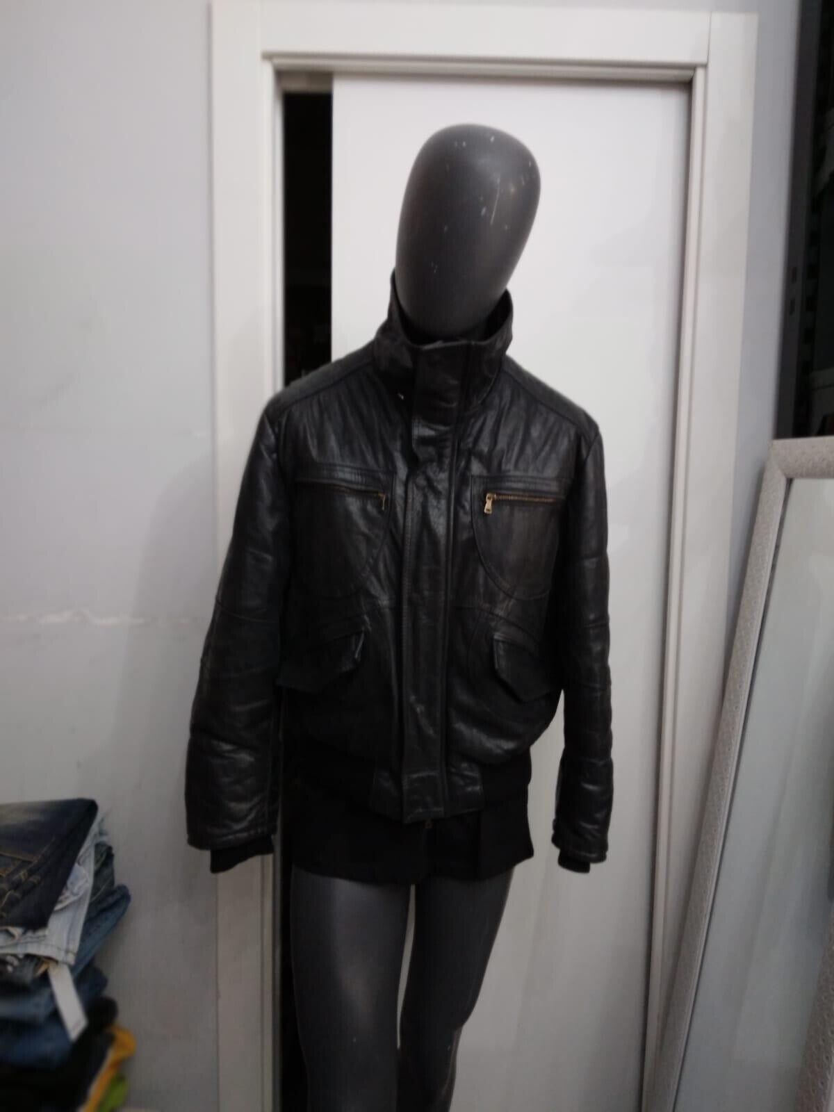 B. C Collection Leather Jacket Used Men Size 56 Black B. C Collection Leather Jacket Used Men Size 56 Black