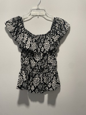 Old Navy Top Womens XS Multicolor Boho Southwestern Off The Shoulder Blouse