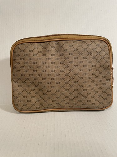 バッグ GUCCI GG Canvas Cosmetic Pouch Brown Gucci Brown GG Canvas Cosmetic Pouch - Ann's Fabulous Closeouts