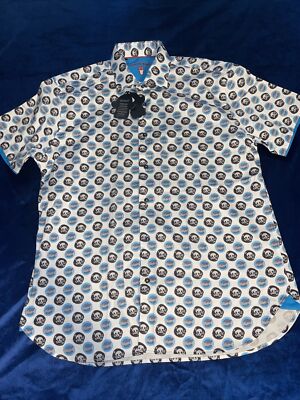 New Visconti Black Short Sleeve Shirt Mens Size  M Retail $125 Skull