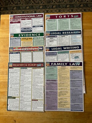 8 Quick Study Bar Charts:  Law etc. Laminated Study Guide Reference