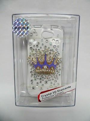 Mybat HTC ONE S Crystal 3D Diamante Bling CROWN Transparent Phone Cover