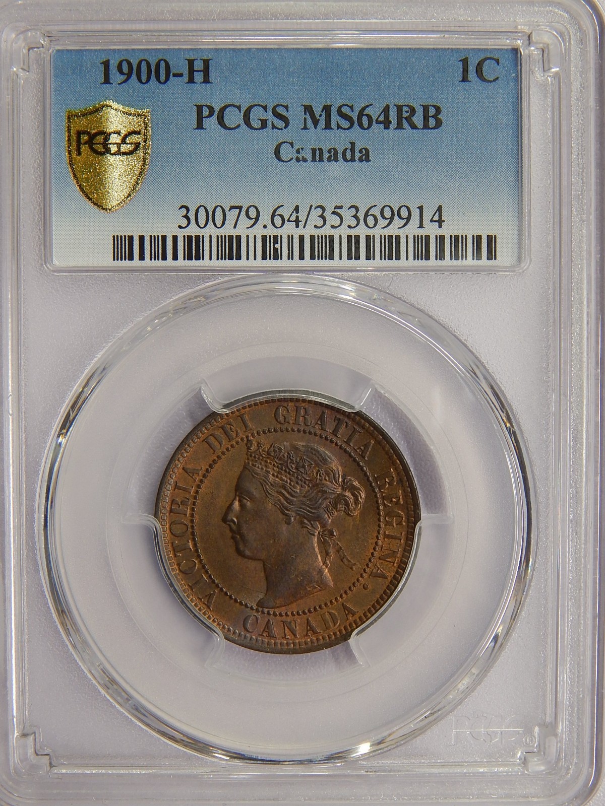 Canada 1900-H Large Cent PCGS MS-64 RB Die Cracks