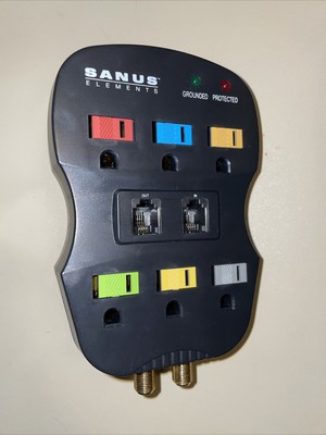 SANUS ROUNDED ELECTRIC POWER 6 OUTLET SURGE PROTECTOR INTERNET CABLE PH ADAPTER