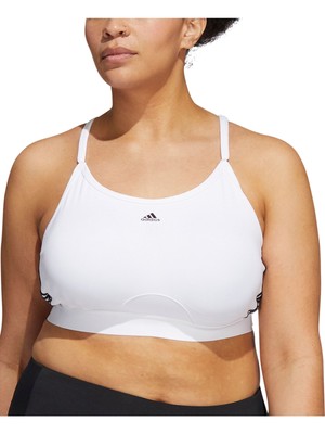 

ADIDAS Intimates Белый спортивный бюстгальтер в полоску с X-образной спинкой Plus, HC7879