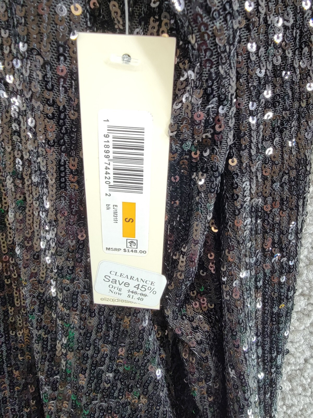 Eliza J Sequin Jacket Women's Small Black Open Front Long Sleeves Relaxed Fit + - Picture 12 of 15