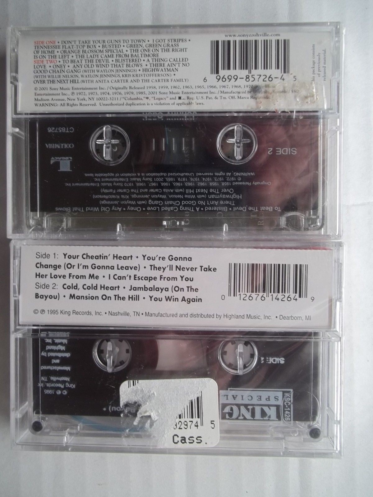 6~Cassettes~Country&Western Singers~Johnny Cash-Branson USA-Charlie Pride-C-List
