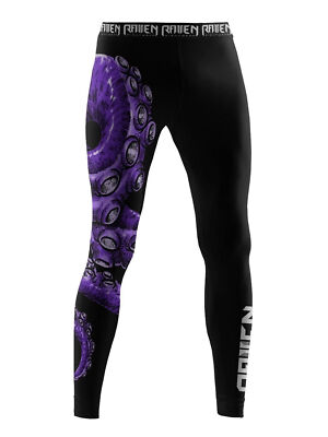 Raven Fightwear Men's Kraken Octopus Spats Tights BJJ MMA Black/Purple 