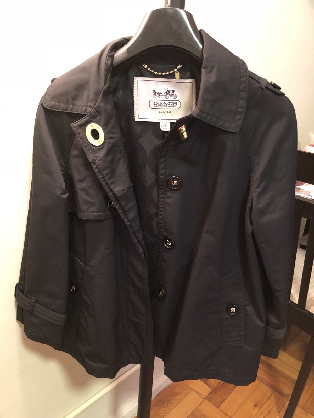 coach trench coat black