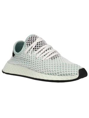 

Спортивные кроссовки на танкетке ADIDAS Womens Blue Mesh Logo Deerupt с круглым носком, Синий, 119350153