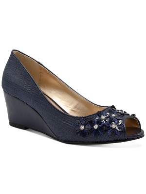 

Женские босоножки без шнуровки на танкетке Corra Peep Toe с узором темно-синего цвета KAREN SCOTT, Navy, 10009043900