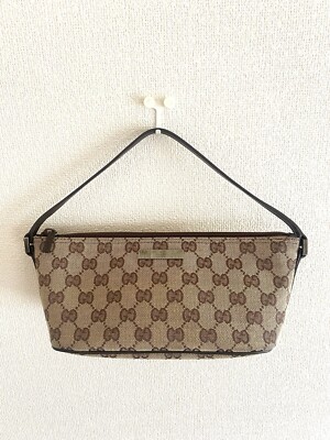 GUCCI   Accessory Pouch  Mini Bag GG Monogram Canvas  Brown Used